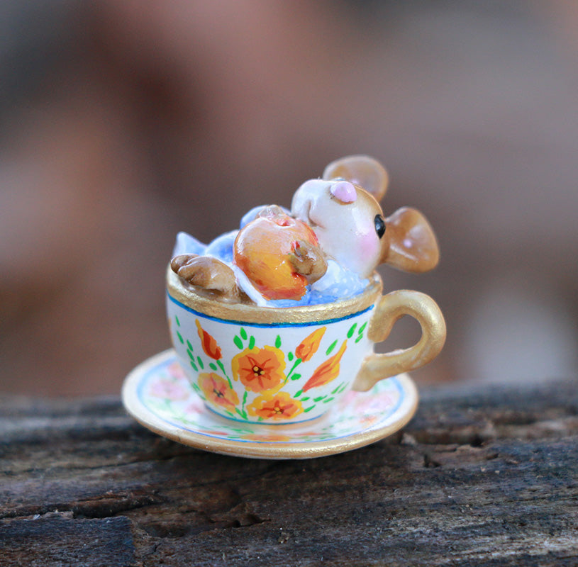 Highly Embellished California Wildfire Fundraiser Teacup (Sweet Tea Mouse)