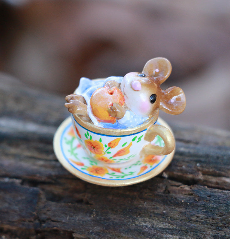 Highly Embellished California Wildfire Fundraiser Teacup (Sweet Tea Mouse)